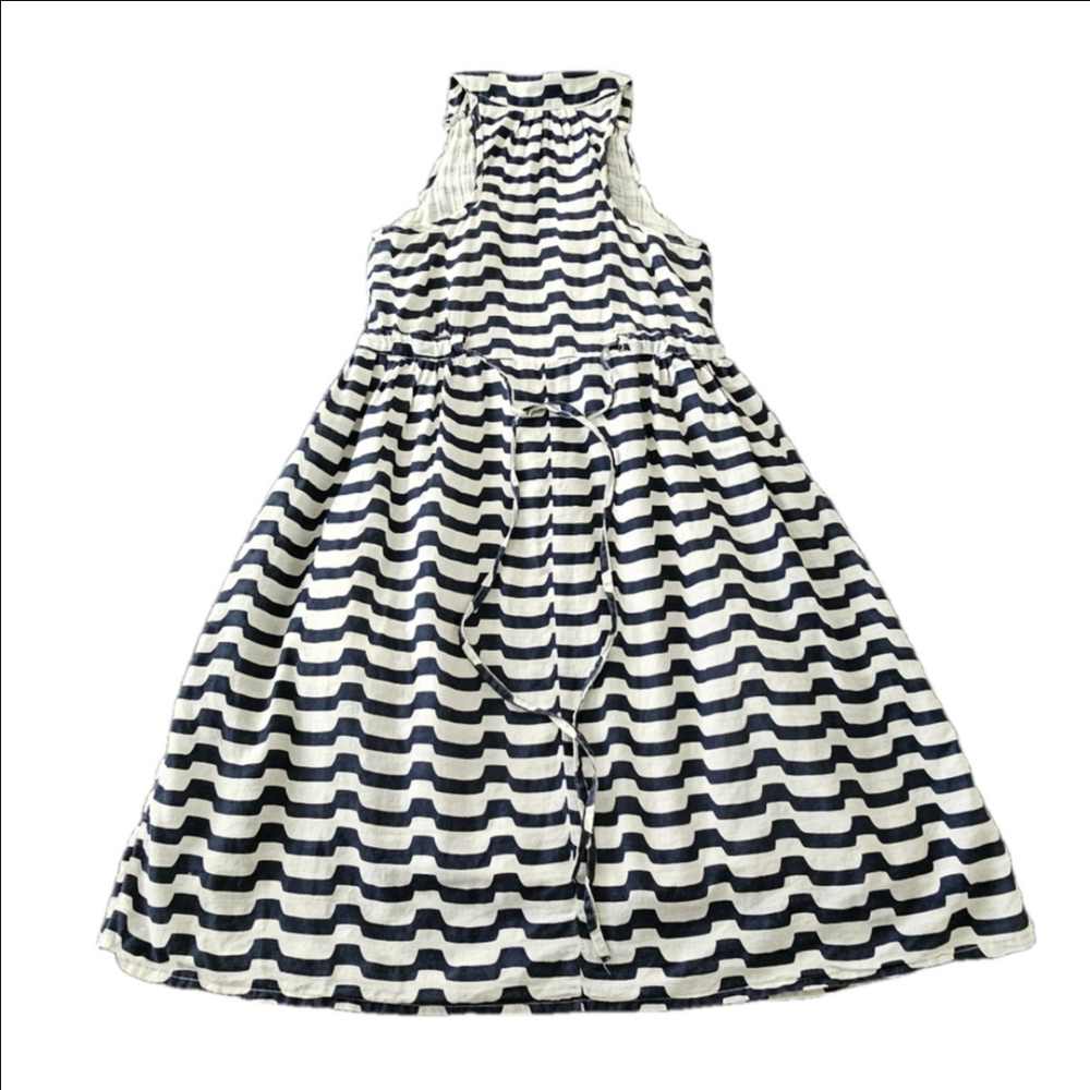 Pinky Striped Nautical Dress Cotton Racer Back Navy Blue/ Light Beige Small - Picture 2 of 11